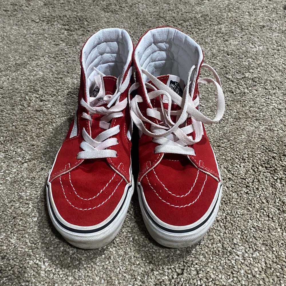 Red kids vans kids size 2